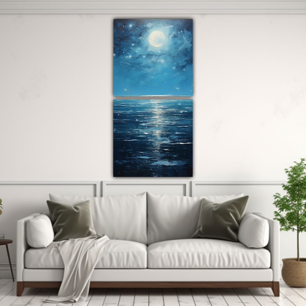 GENERICO - Pinturas Decorativas De Paisaje Nocturno En El Mar 20x40 Cm