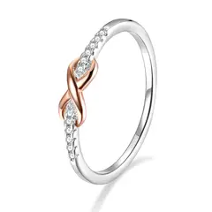 GENERICO - Anillo infinito oro rosa plata 925 ajustable