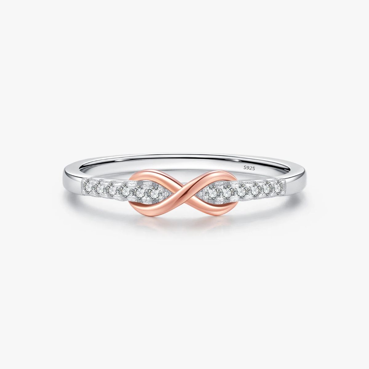 GENERICO - Anillo infinito oro rosa plata 925 ajustable