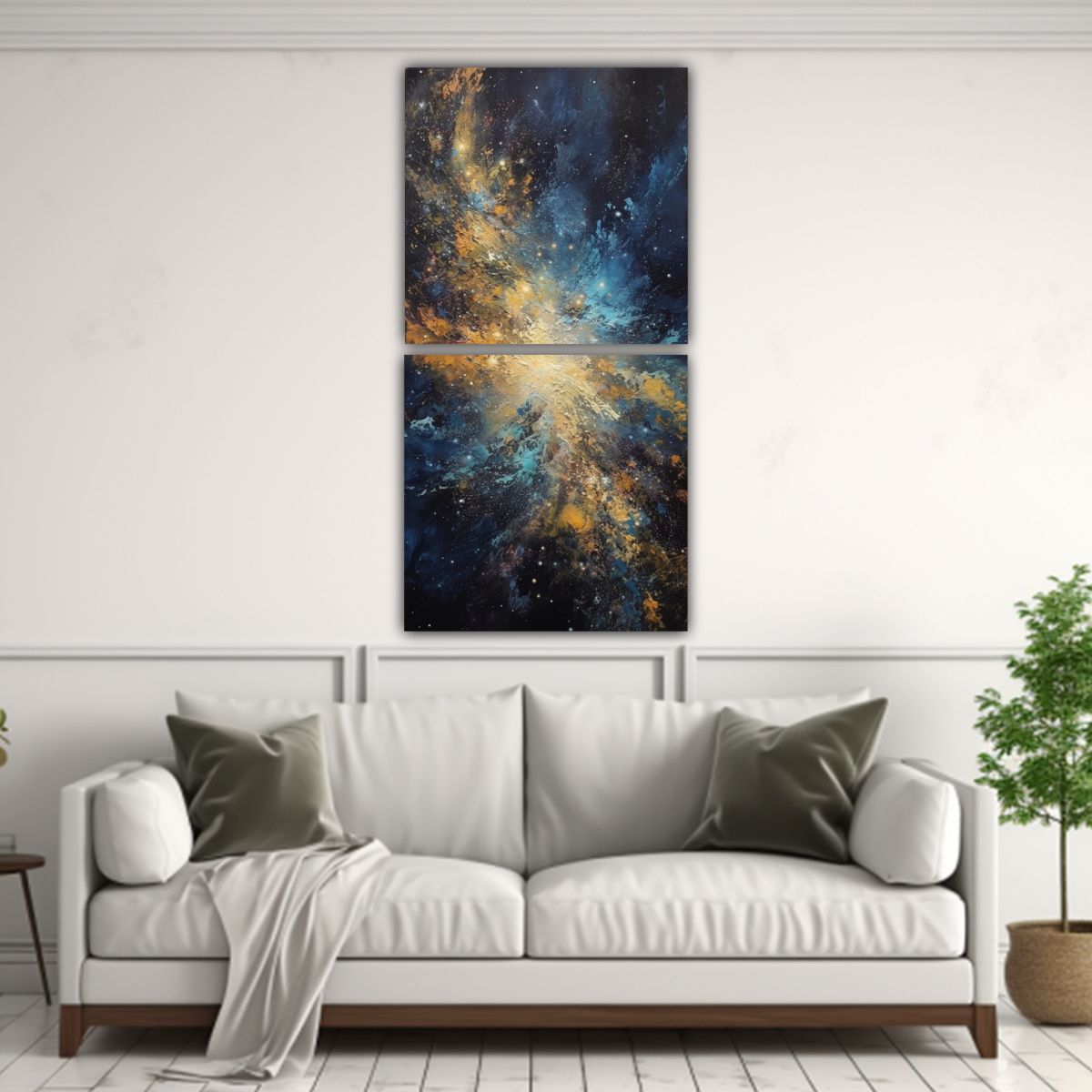 GENERICO - Díptico Impreso Decoración Salón Con Copos De 20x40 Cm