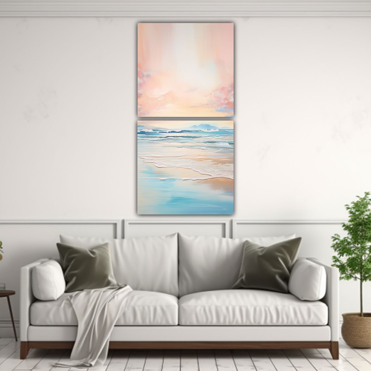 GENERICO - Paisaje Sereno En La Playa Al Amanecer Arte De 20x40 Cm