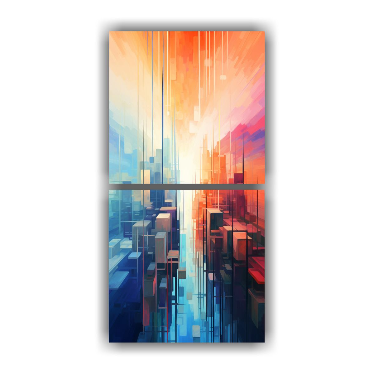 GENERICO - Cuadros Clásicos Abstractos De Dibujo De Ciudad 60x120 Cm