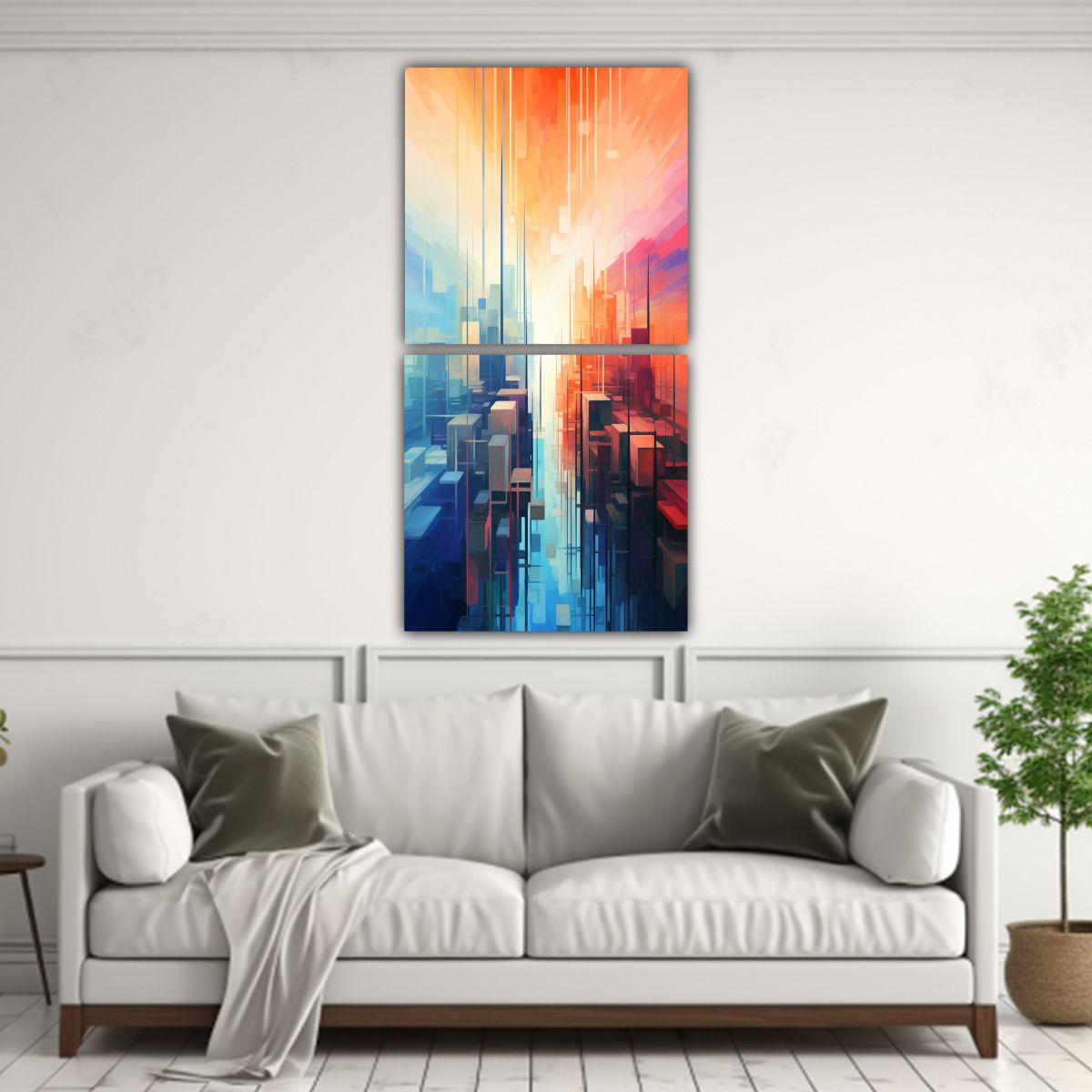 GENERICO - Cuadros Clásicos Abstractos De Dibujo De Ciudad 60x120 Cm