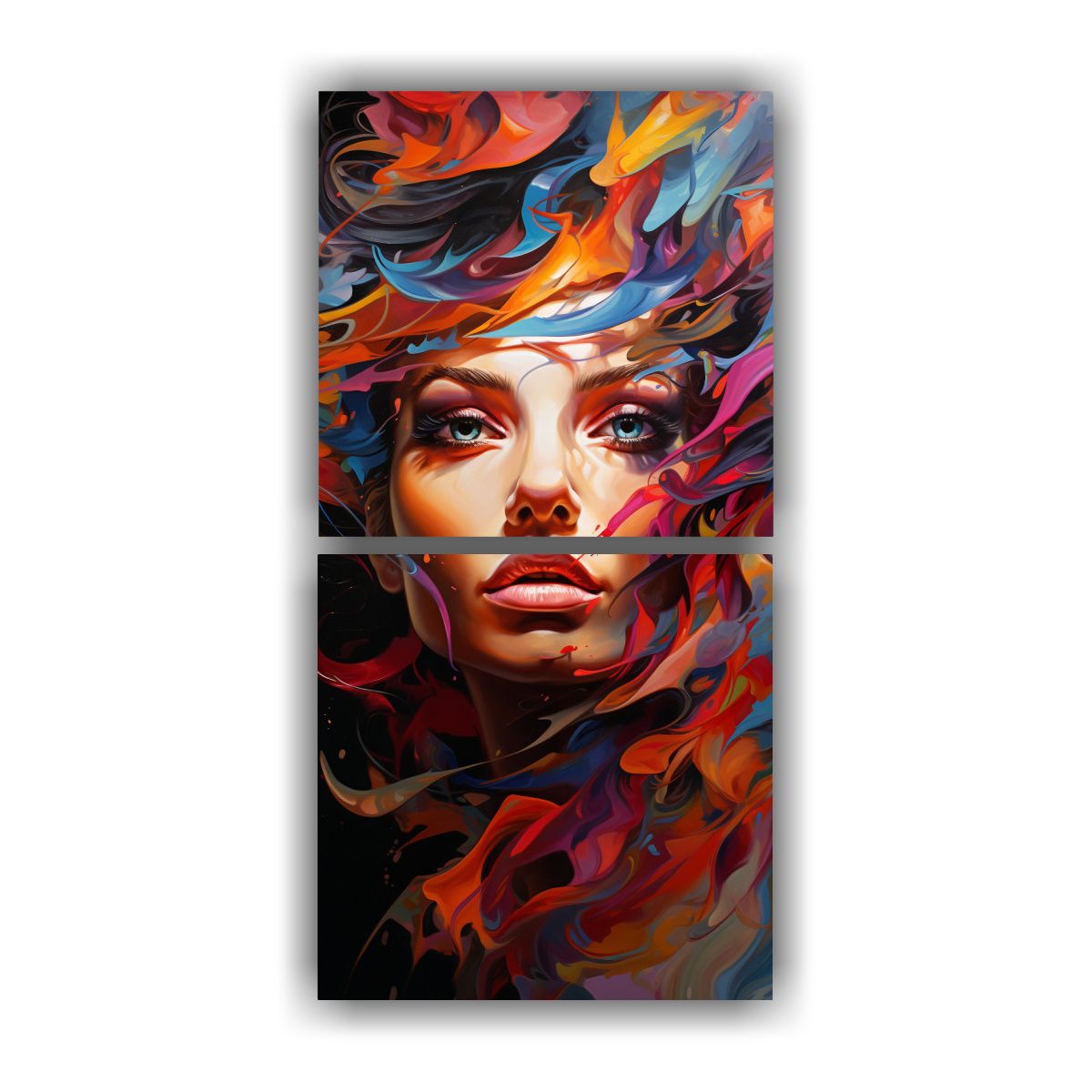 GENERICO - Pintura Abstracta Simétrica De Colores Vivos 2 20x40 Cm
