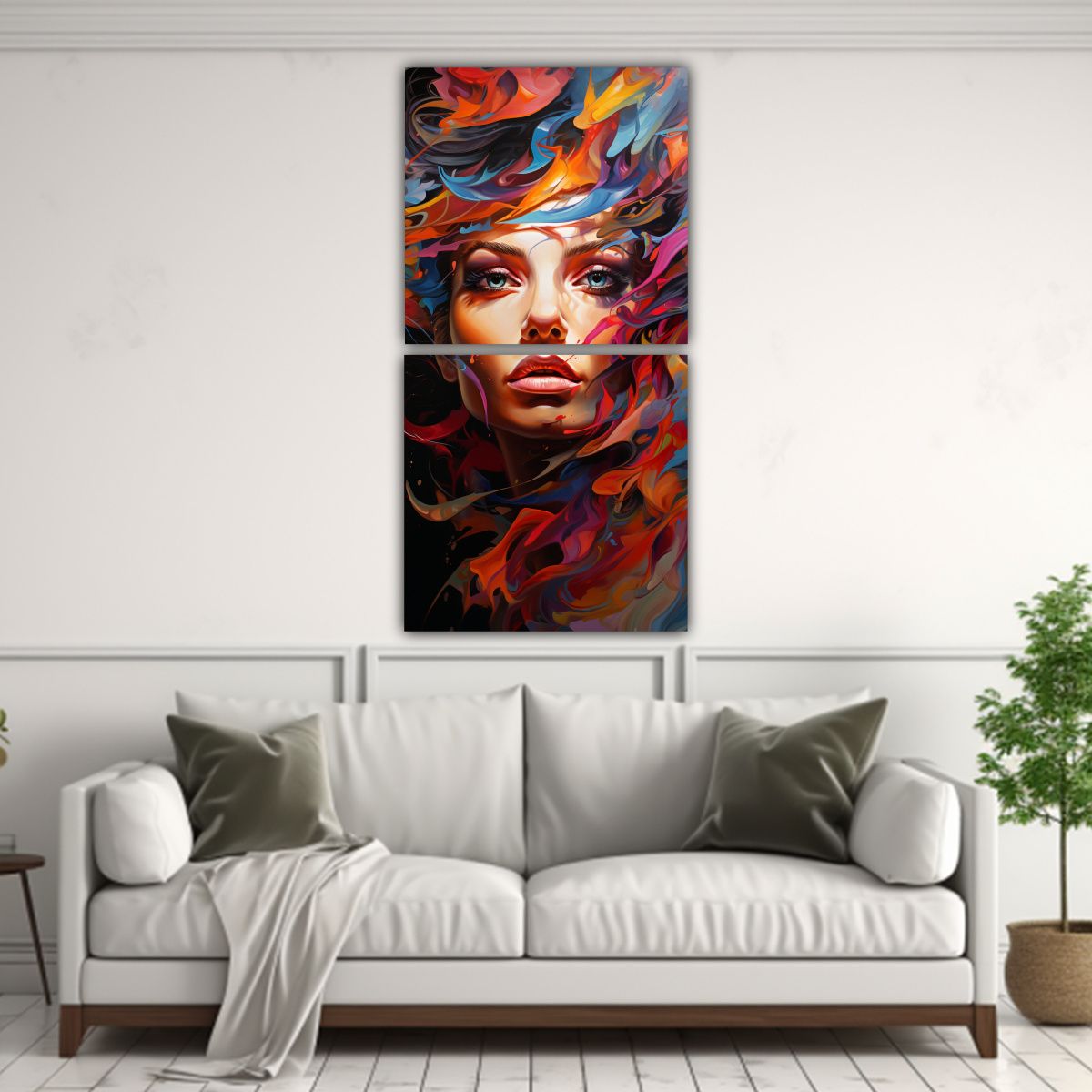 GENERICO - Pintura Abstracta Simétrica De Colores Vivos 2 20x40 Cm