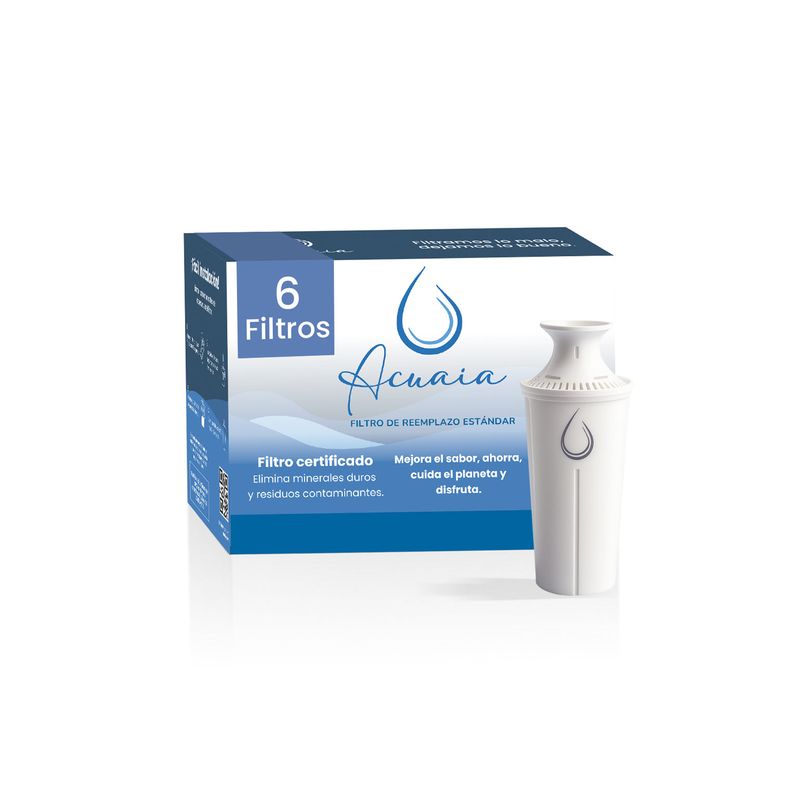 GENERICO - Acuaia 6 filtros clasicos jarra compatible Brita certificado