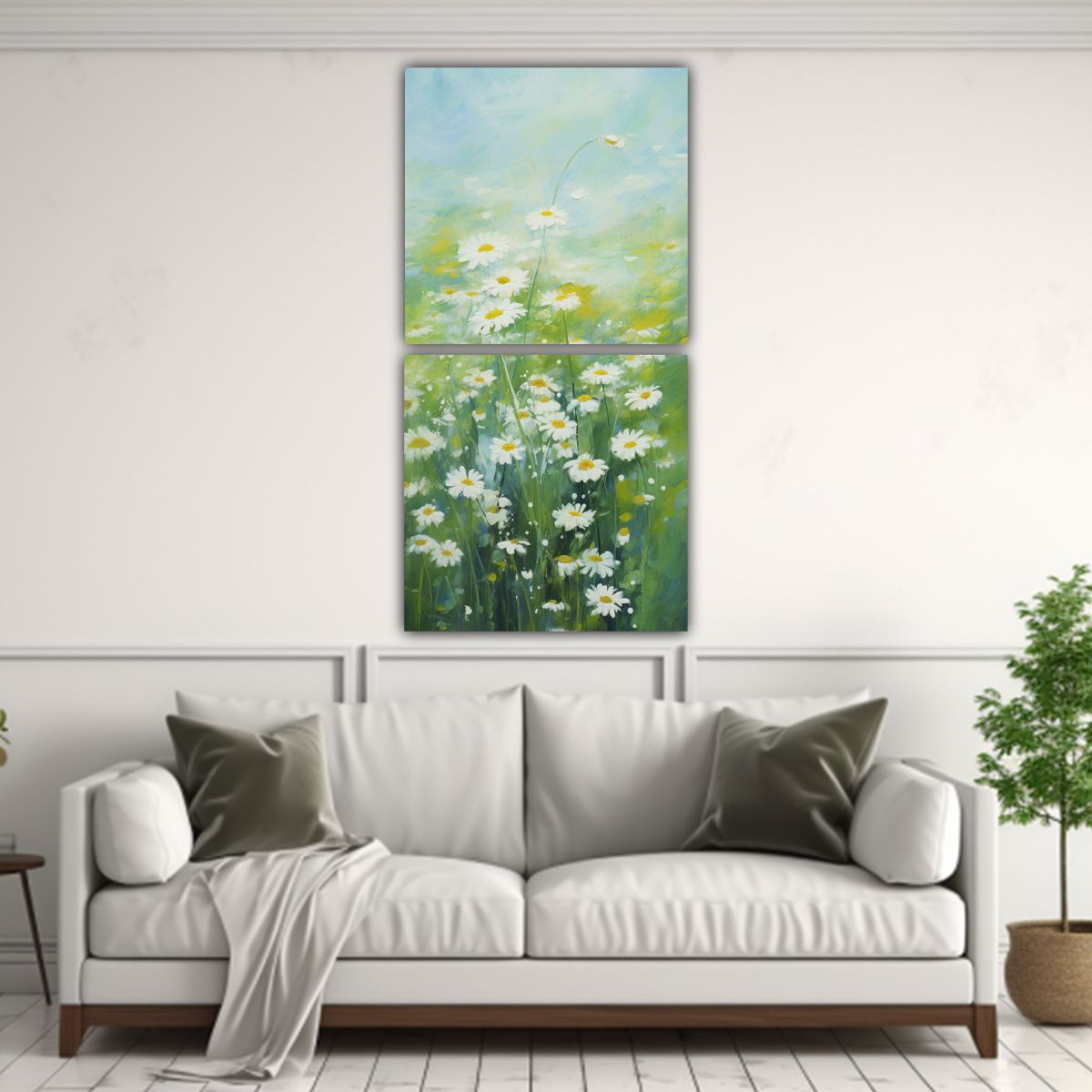 GENERICO - Pintura Abstracta De Manzanilla En Estilo Óleo 20x40 Cm