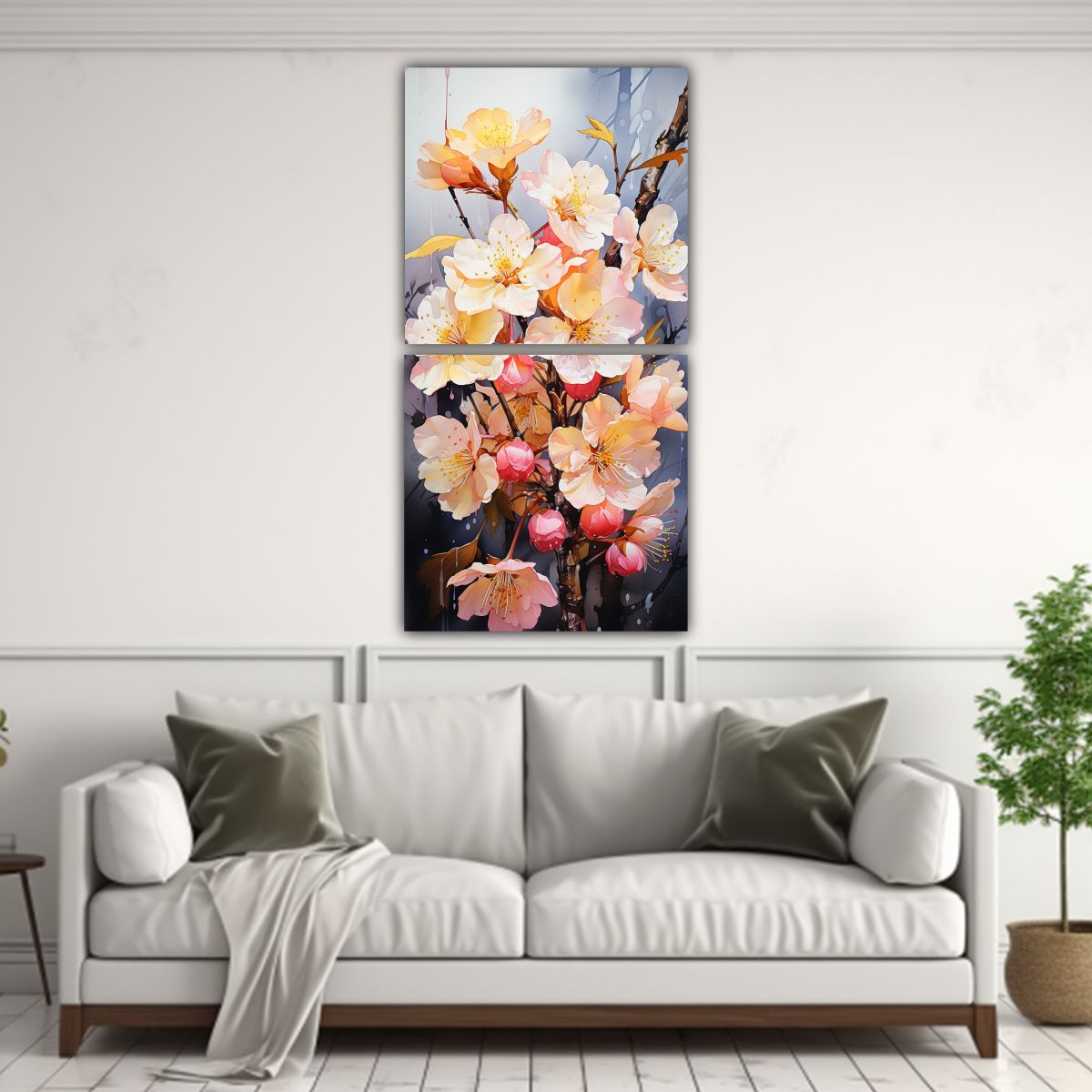 GENERICO - Set 2 Lienzos De Tela Vanguardia Para Sala Cherry 40x80 Cm