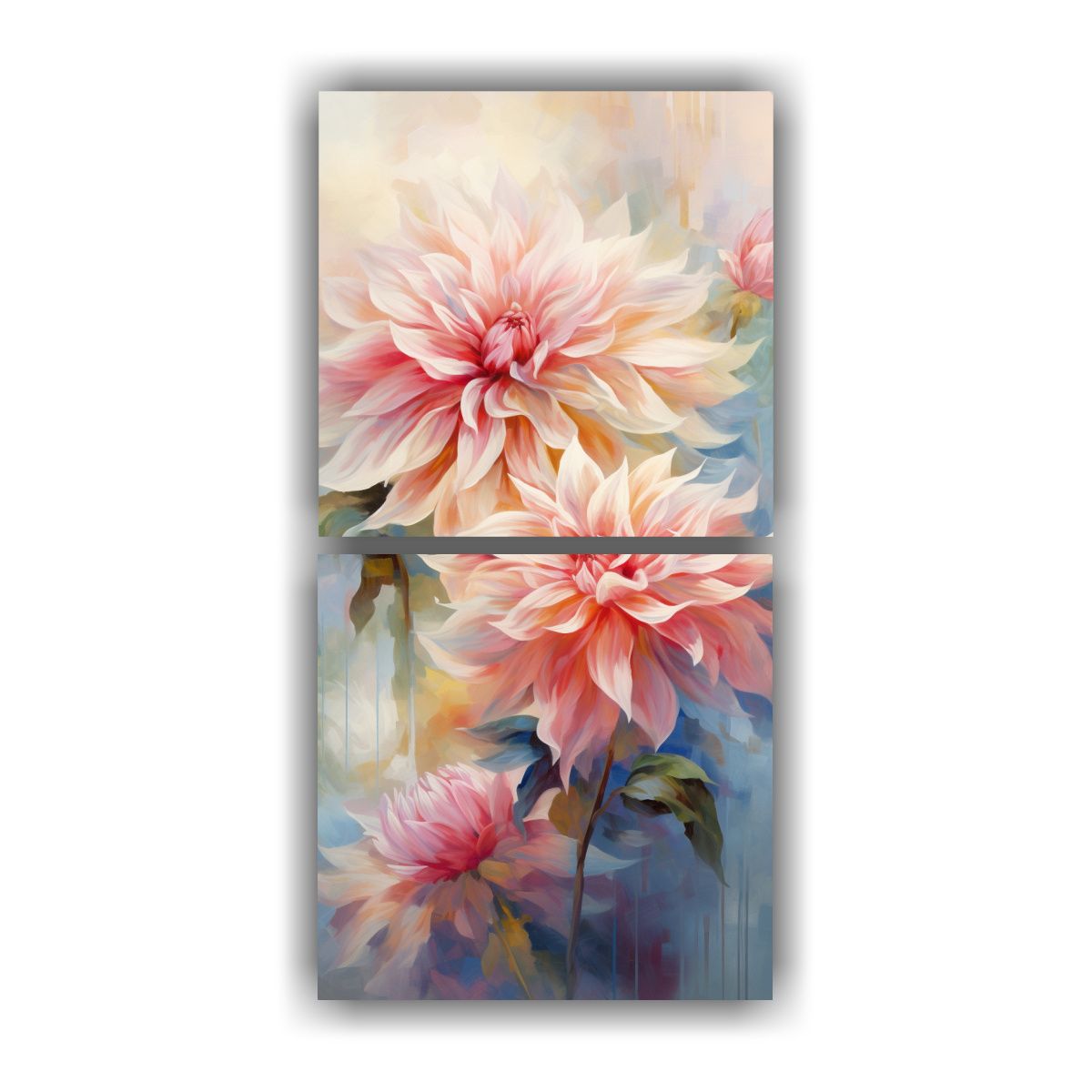 GENERICO - Set 2 Pinturas Acuarela Regalo A Flores De Dalias 50x100 Cm