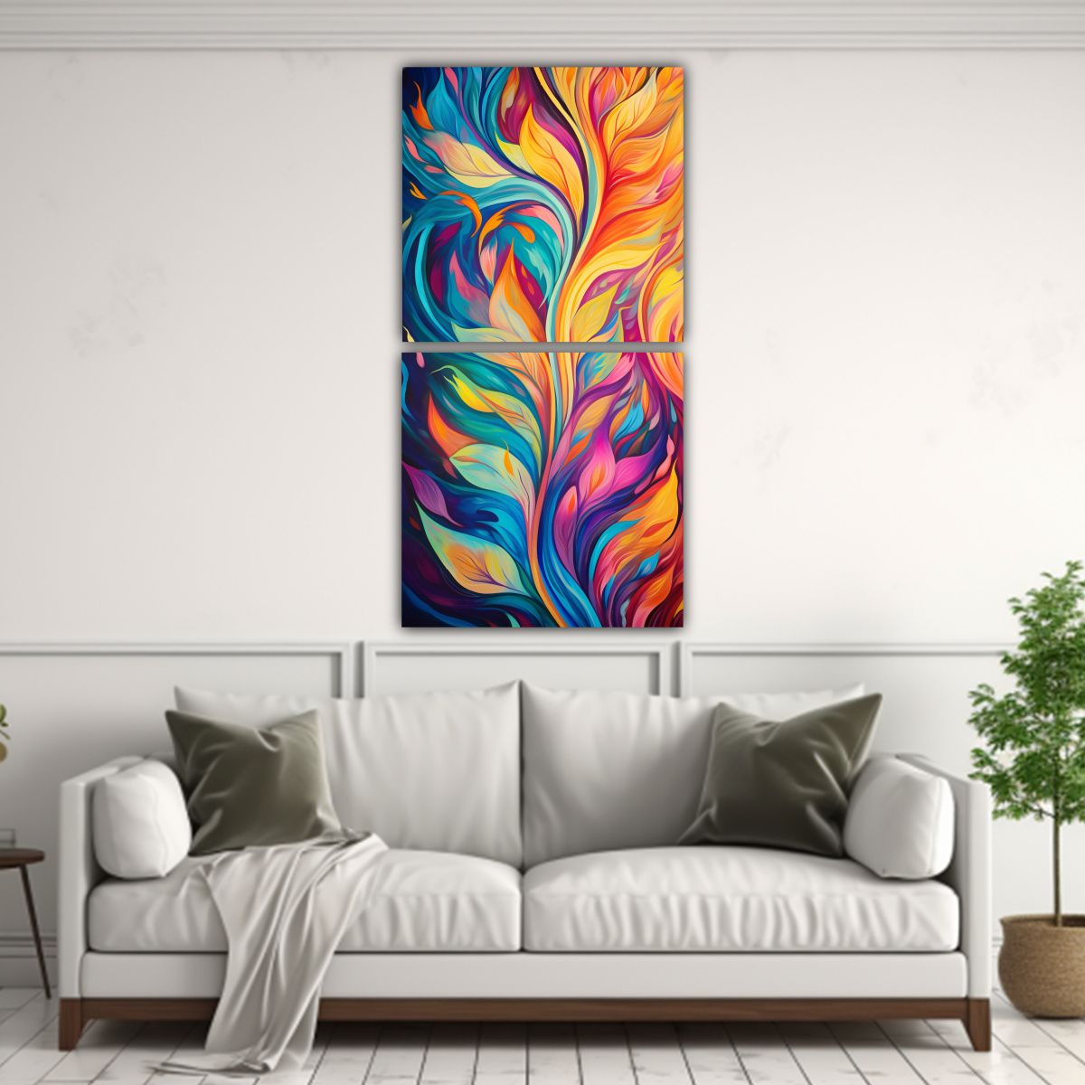 GENERICO - Dos Cuadros Imagen Mural Patrones Abstractos 30x60 Cm