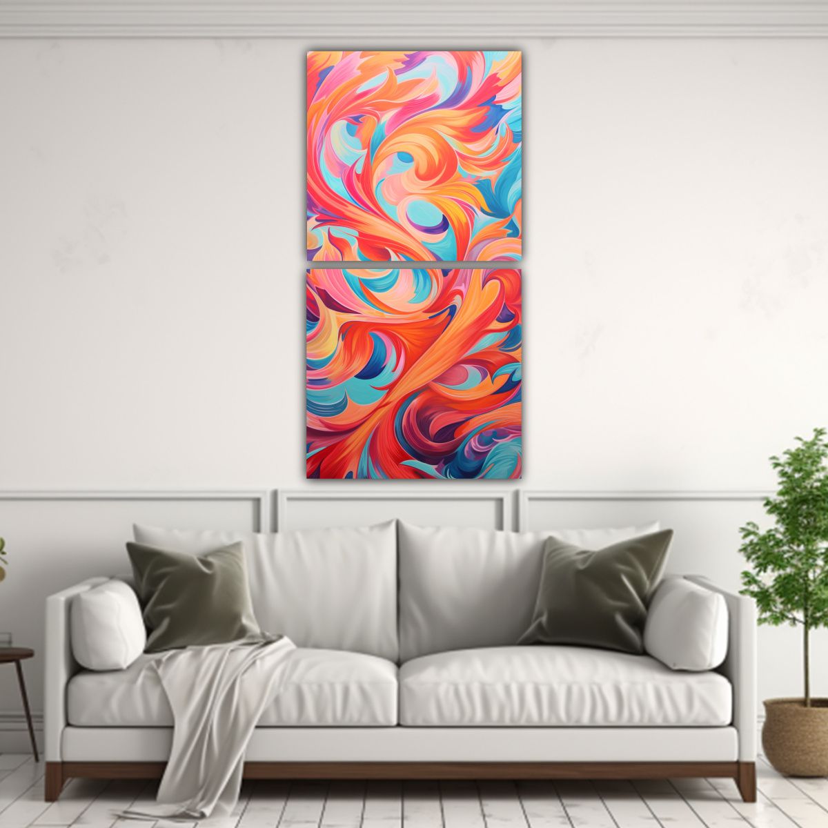 GENERICO - Cuadros Conceptuales Colores Vibrantes Patrones 20x40 Cm