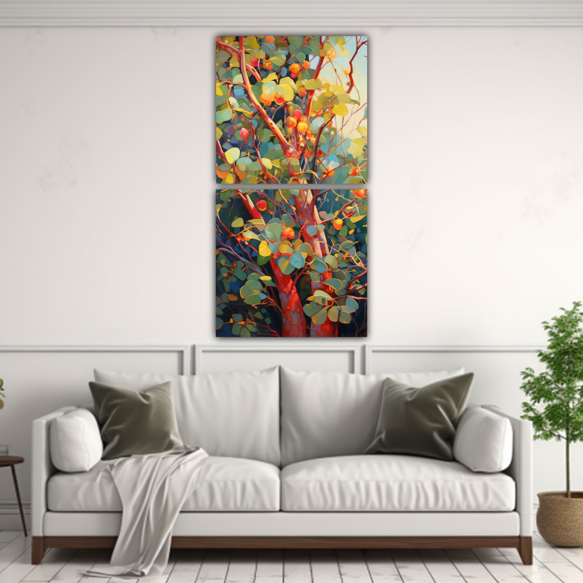 GENERICO - Dos Cuadros Diseño Multicolor De Un árbol De 30x60 Cm
