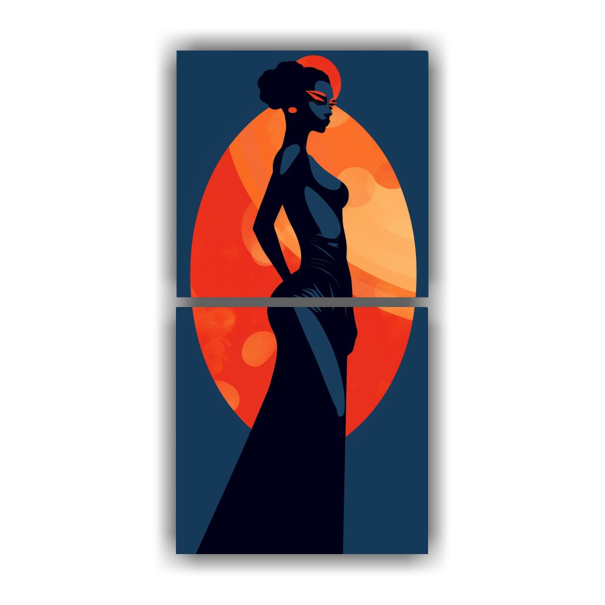 GENERICO - Pintura Decorativa Mujer Silueta En Naranja Con 20x40 Cm