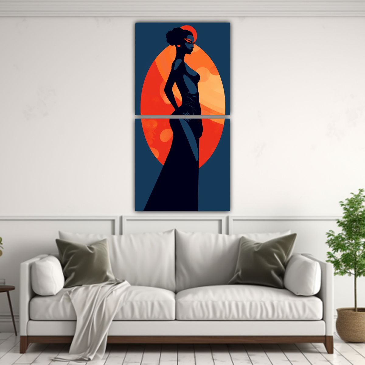 GENERICO - Pintura Decorativa Mujer Silueta En Naranja Con 20x40 Cm