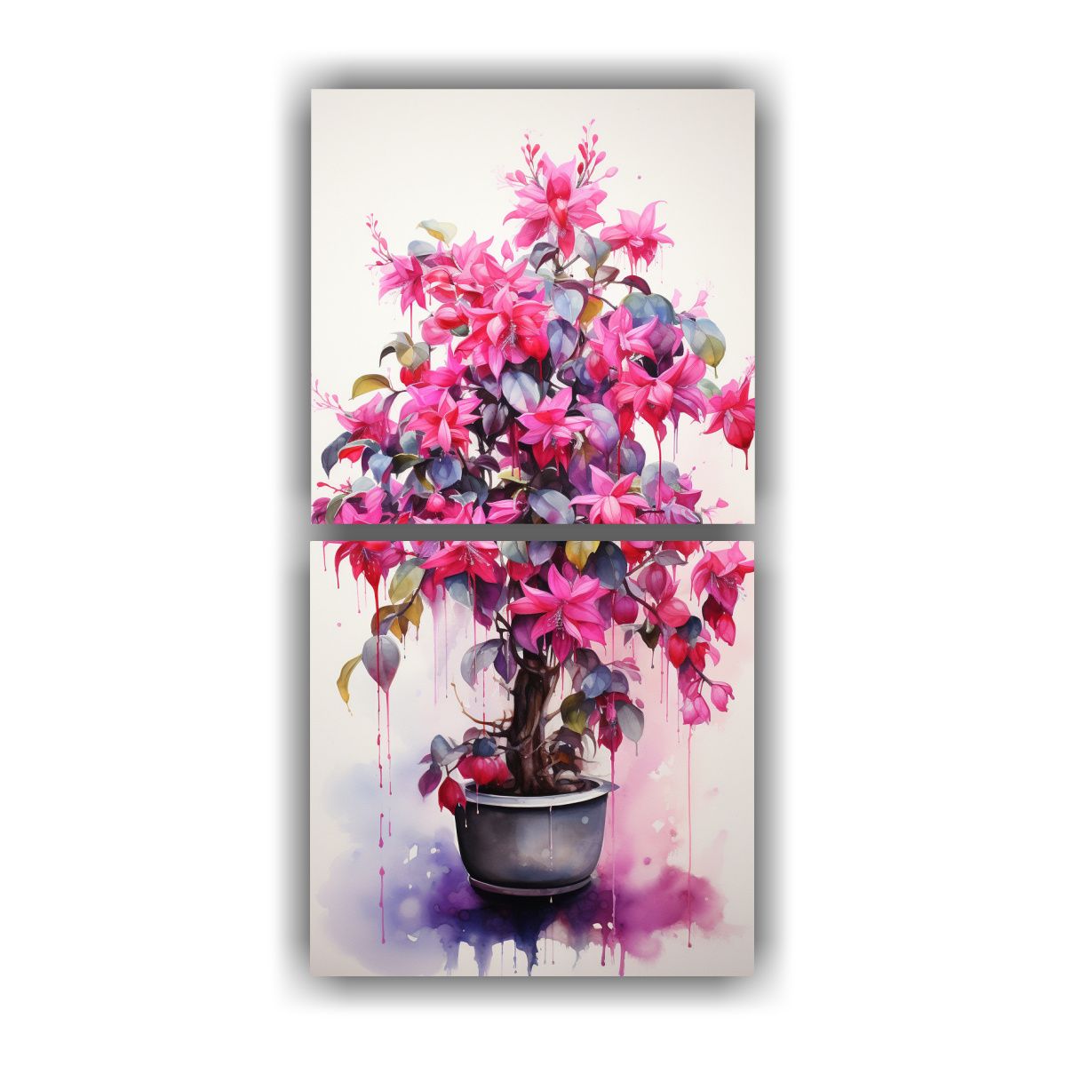 GENERICO - Pintura Abstracta Acuarela Colores Bonsái Fucsia 60x120 Cm