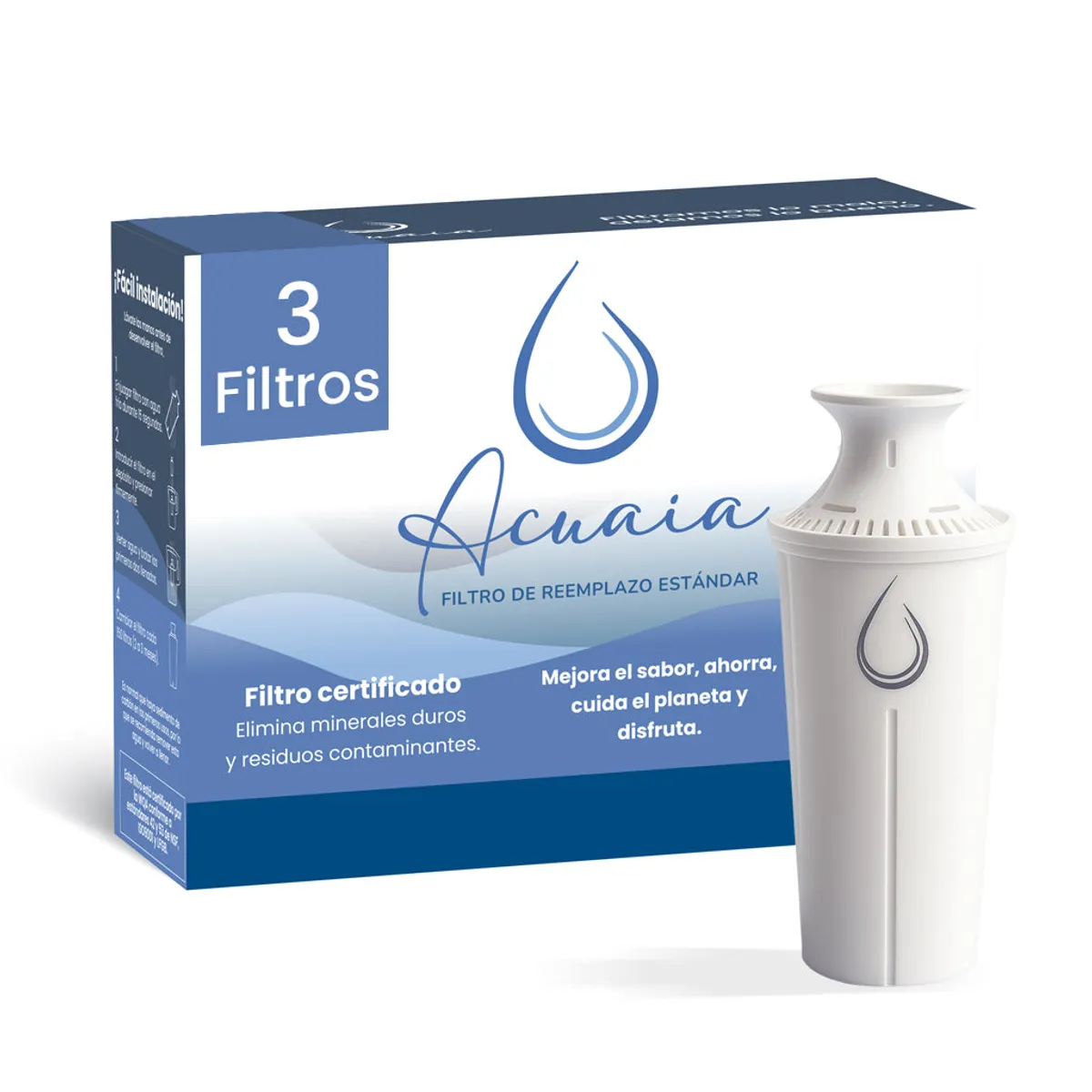 ACUAIA - Pack 3 Repuestos Filtro De Agua Acuaia Compatible Jarra Brita