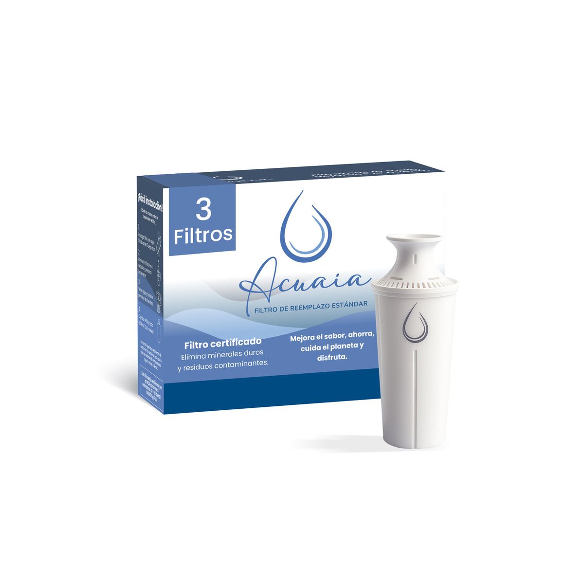 ACUAIA - Pack 3 Repuestos Filtro De Agua Acuaia Compatible Jarra Brita