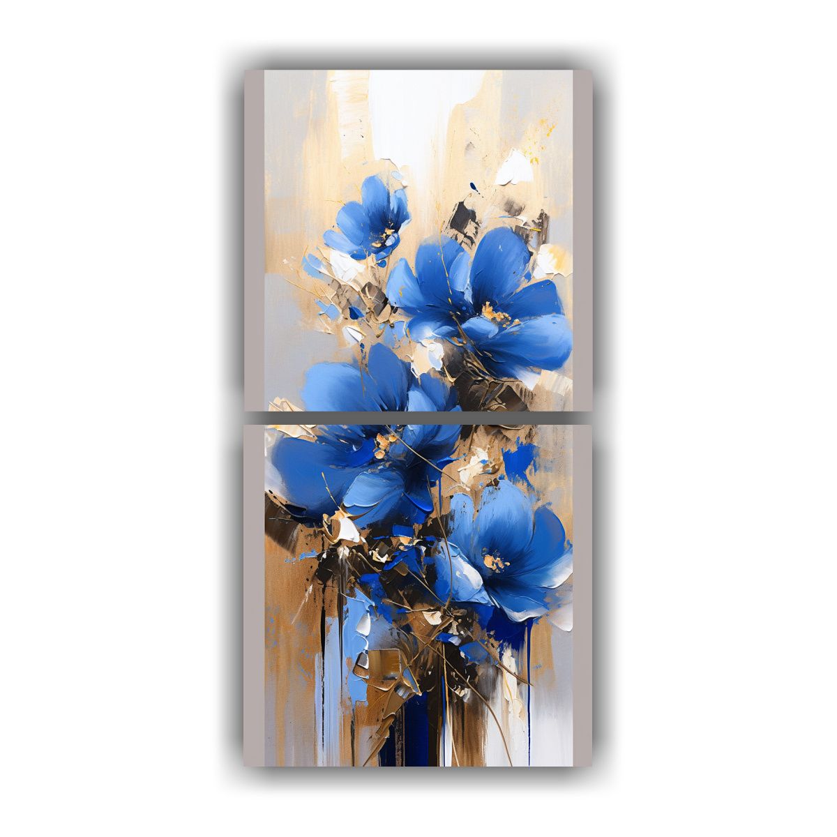 GENERICO - Pintura En Lienzo De Flores En Colores Dorado Y 20x40 Cm