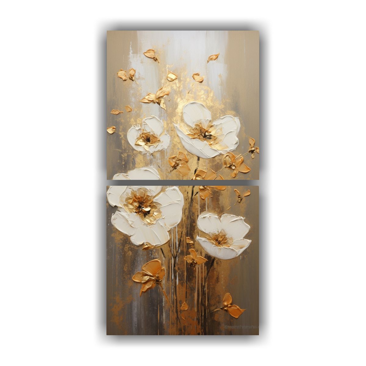 GENERICO - 2 Espectacular Simetría A Gold Colors Flowers 30x60 Cm