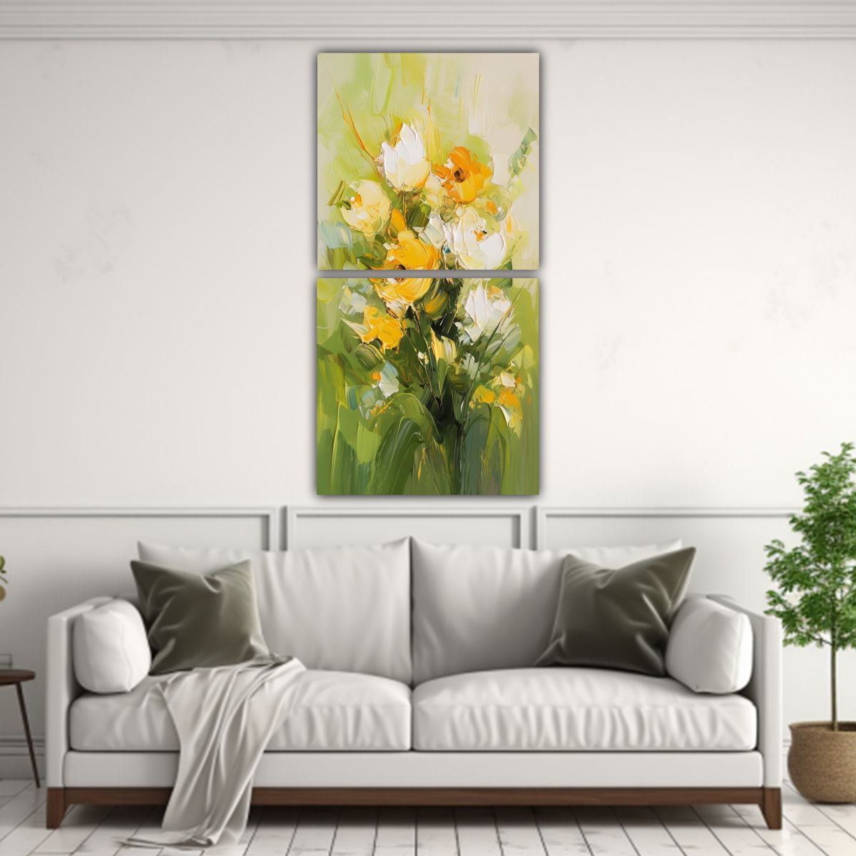 GENERICO - Pintura En Lienzo De Flores Naturales En Colores 40x80 Cm