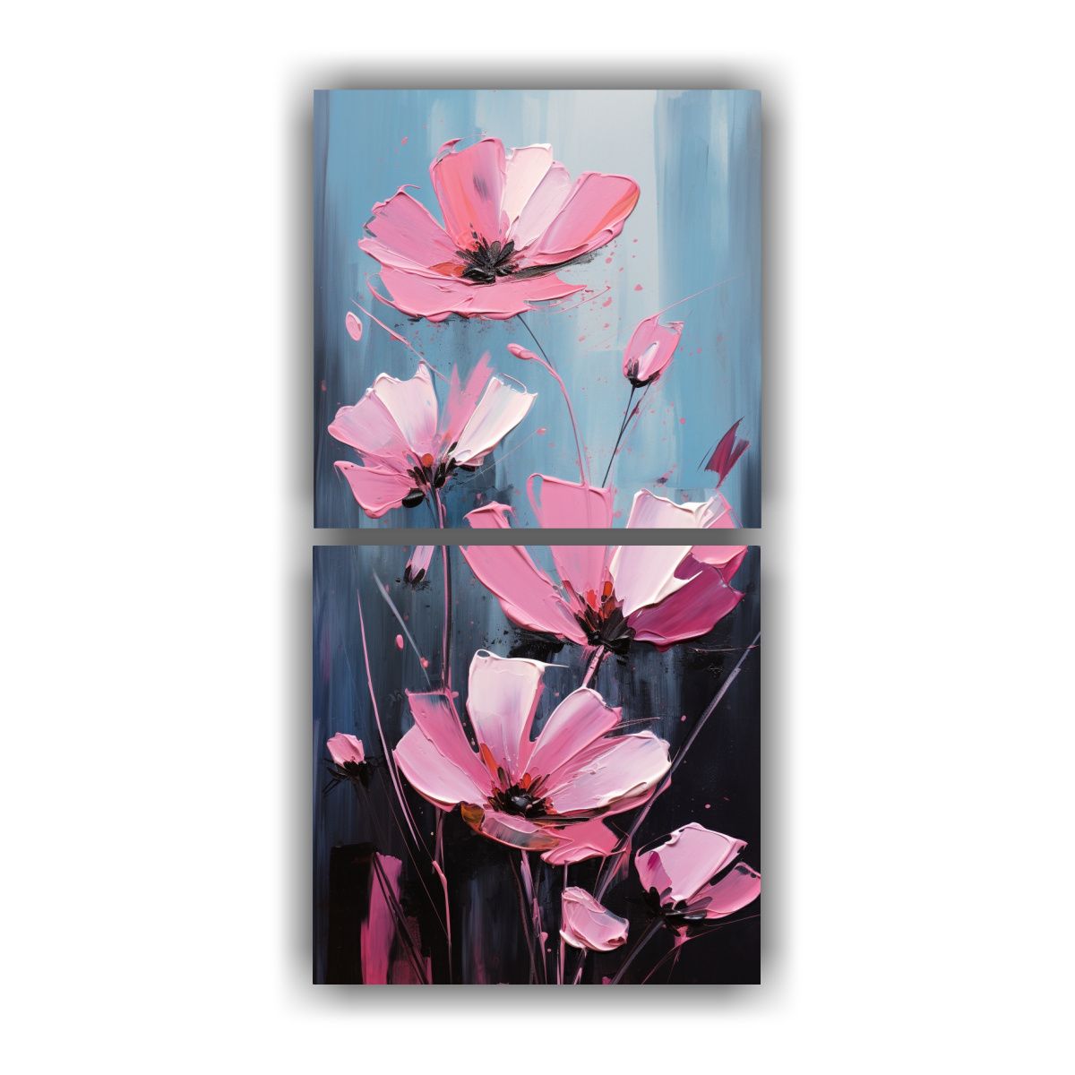 GENERICO - Dos Cuadros Verticales Enigmáticos Pintura De 20x40 Cm