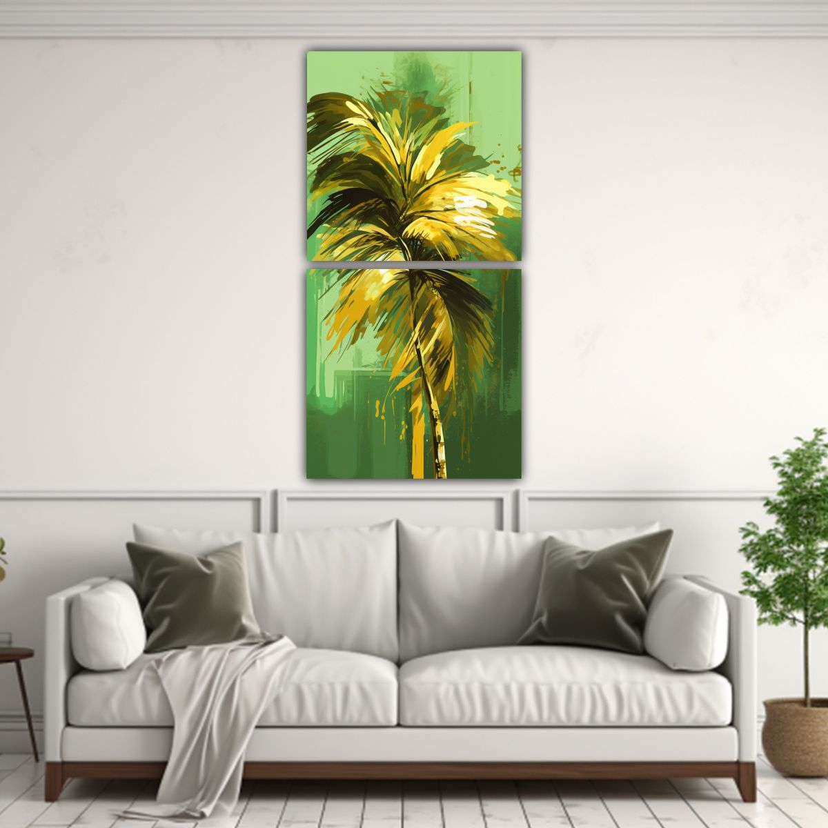 GENERICO - Lienzos Inspiración Simétrica De Palmeras En 30x60 Cm