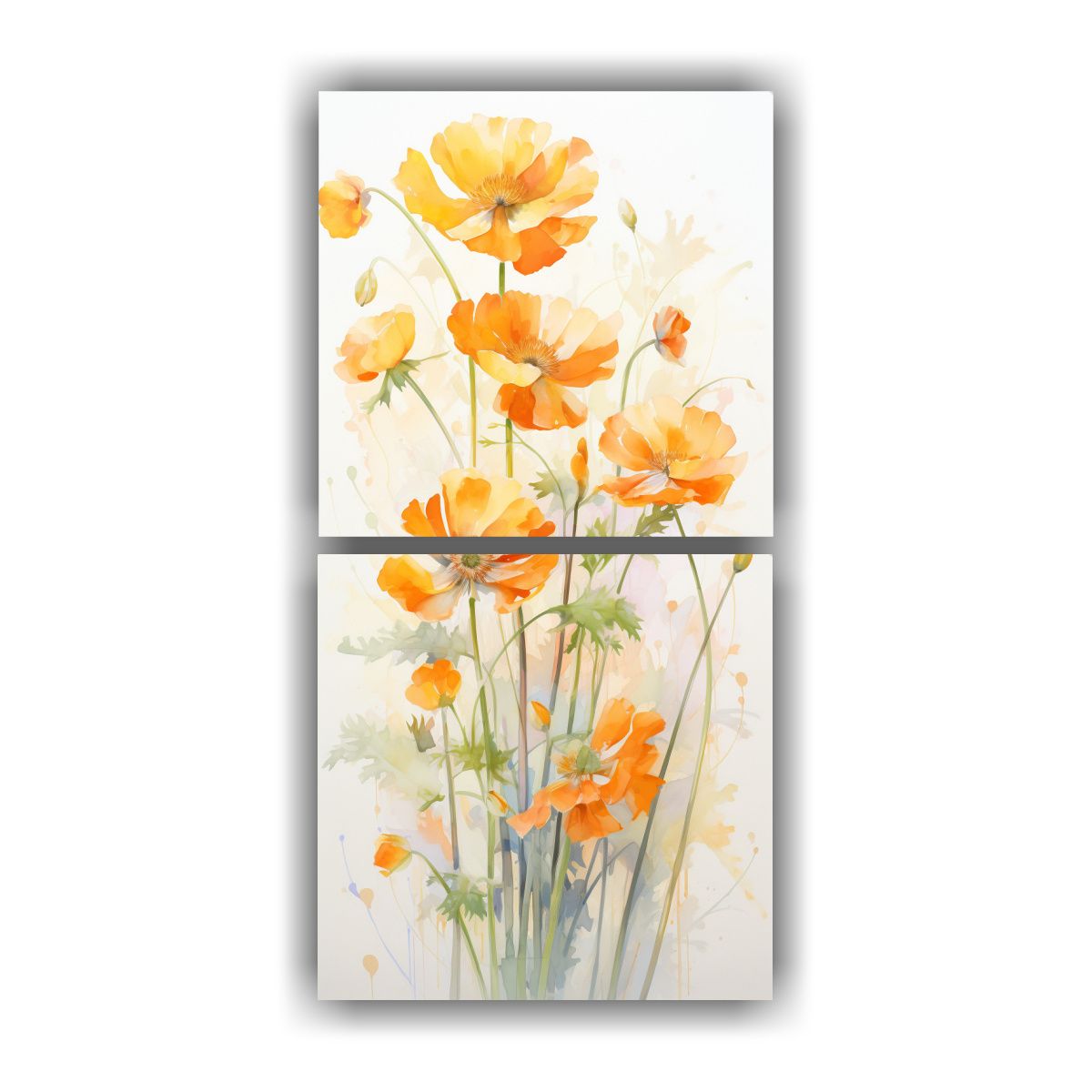 GENERICO - Pintura Abstracta De Flores De Amapolas Naranjas 60x120 Cm