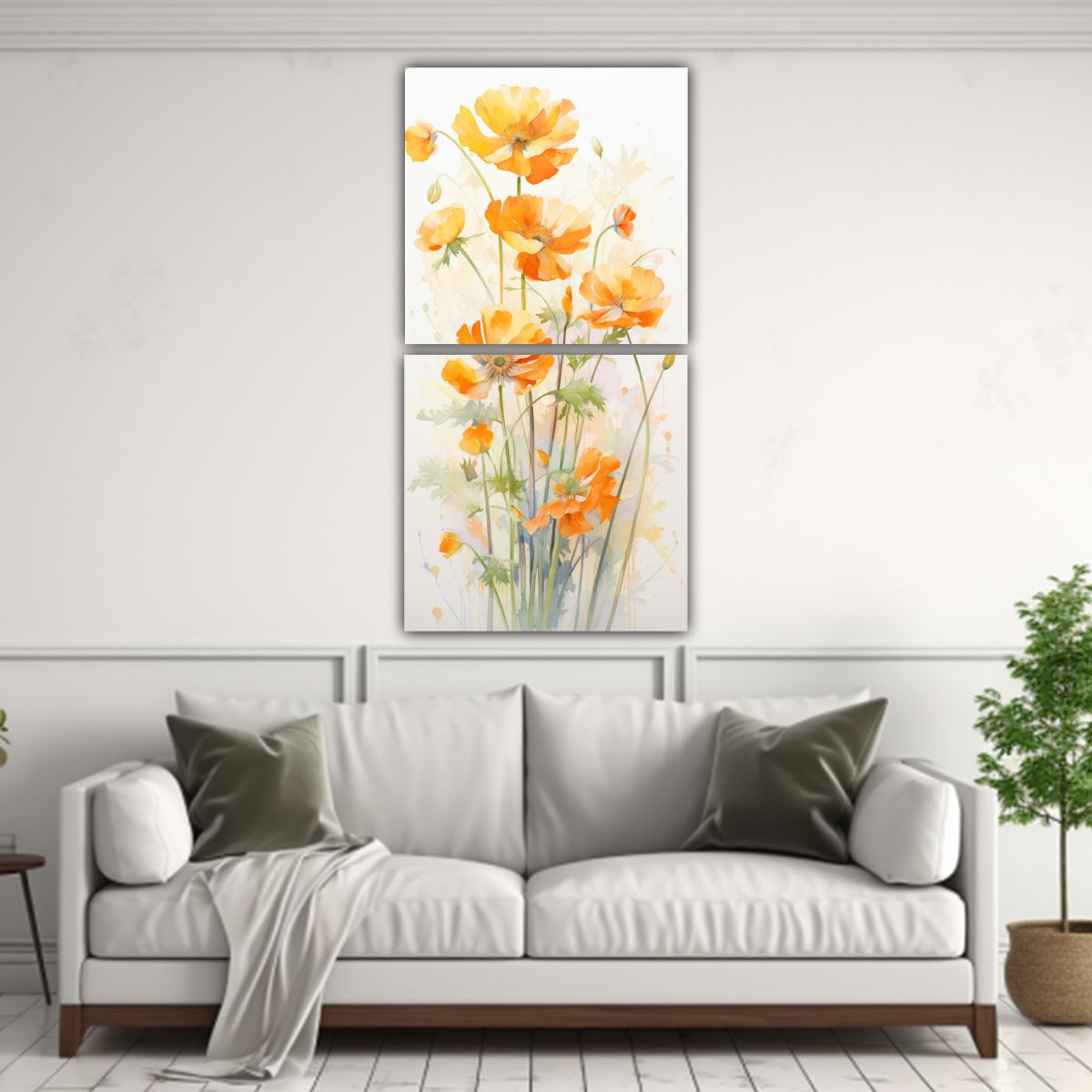 GENERICO - Pintura Abstracta De Flores De Amapolas Naranjas 60x120 Cm