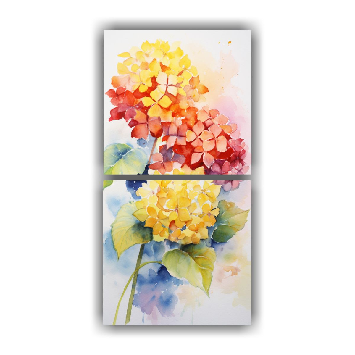 GENERICO - Cuadros Conceptuales Majestuosos De Hortensias En 40x80 Cm