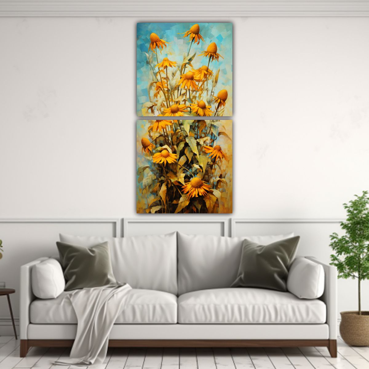 GENERICO - Pintura Abstracta De Flores De Alcachofa De 20x40 Cm