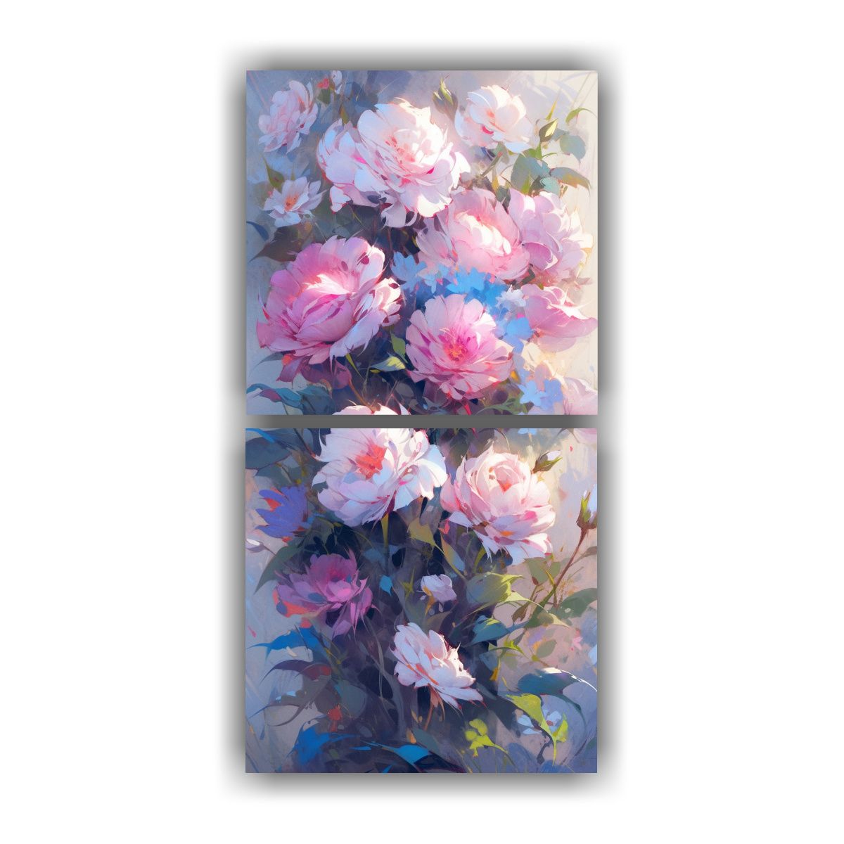 GENERICO - Cuadro De Flores Púrpuras Y Rosas En Espacio A 50x100 Cm