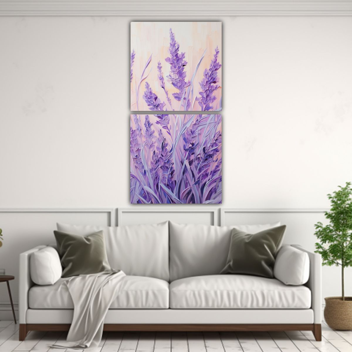GENERICO - Pintura Abstracta En Tonos Lavanda De Hierbas 50x100 Cm