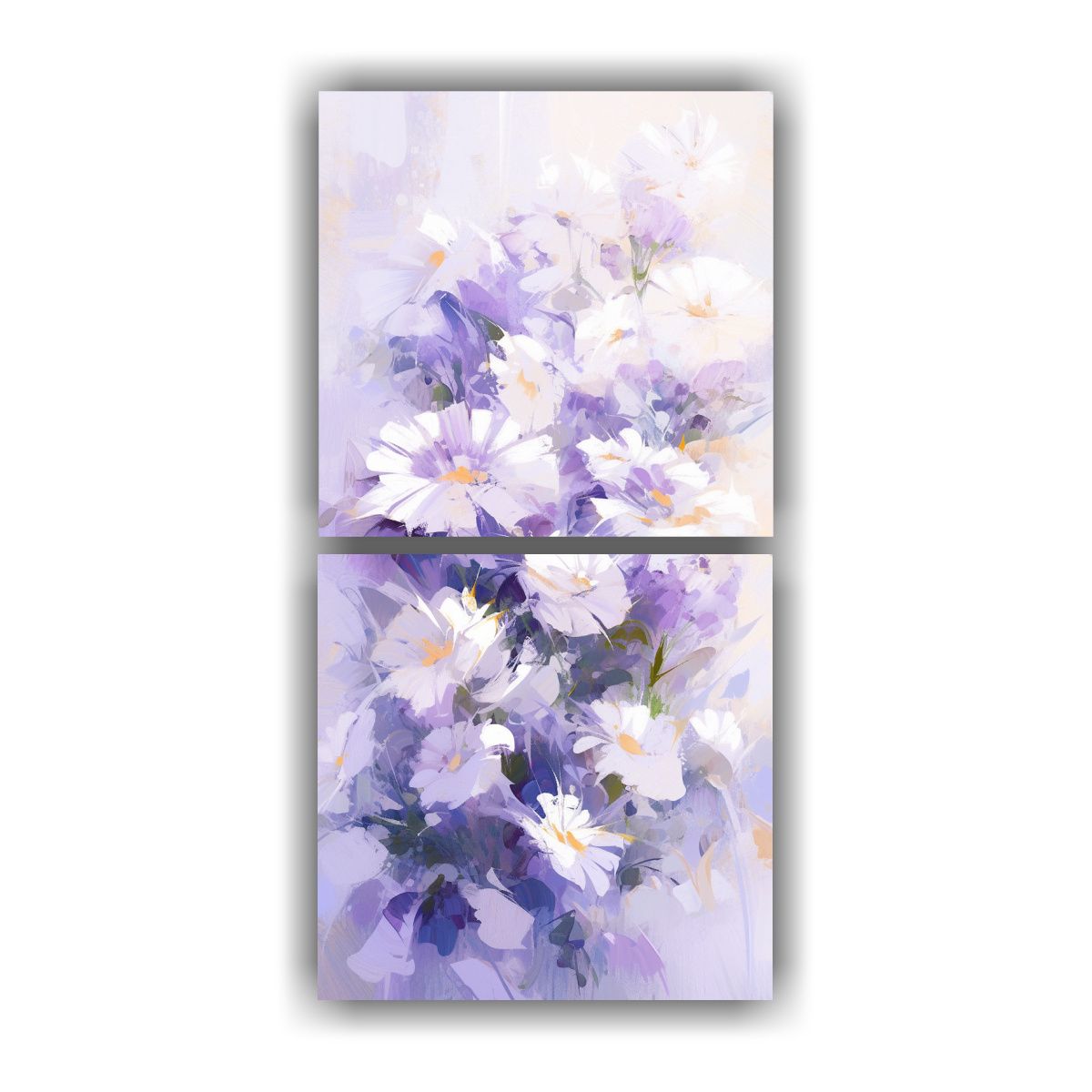 GENERICO - Pintura Moderna Sala Flores Púrpura Y Blanco 20x40 Cm