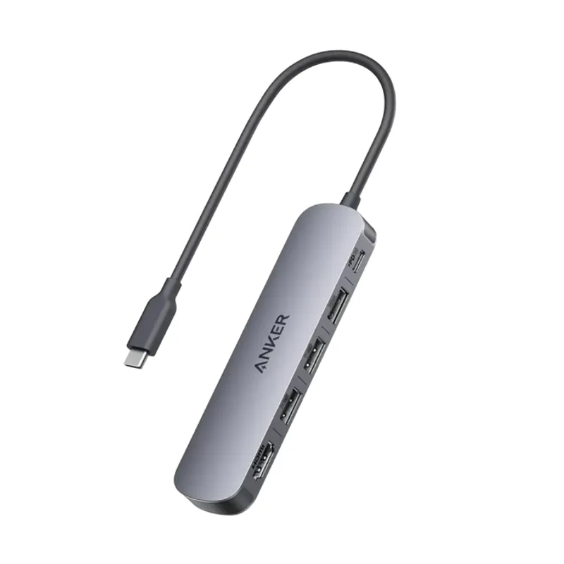 ANKER - Anker Hub USB-C 5 en 1 HDMI 4K 30Hz PD 90W USB Gris