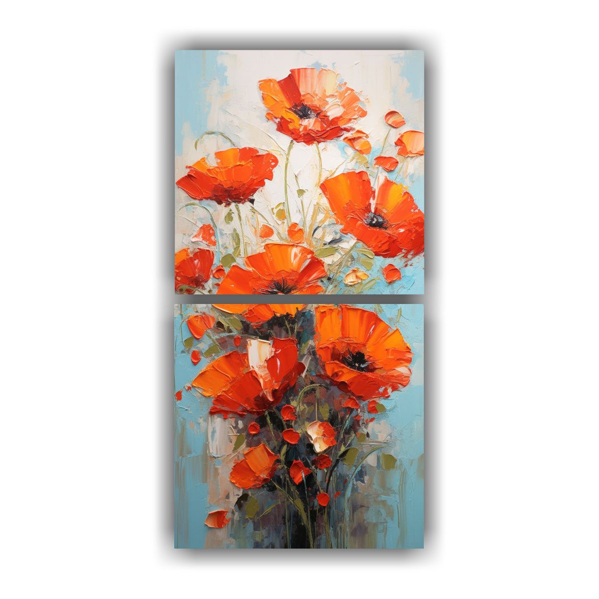 GENERICO - Cuadro De Flores En Lienzo En Colores Rojo Y 20x40 Cm