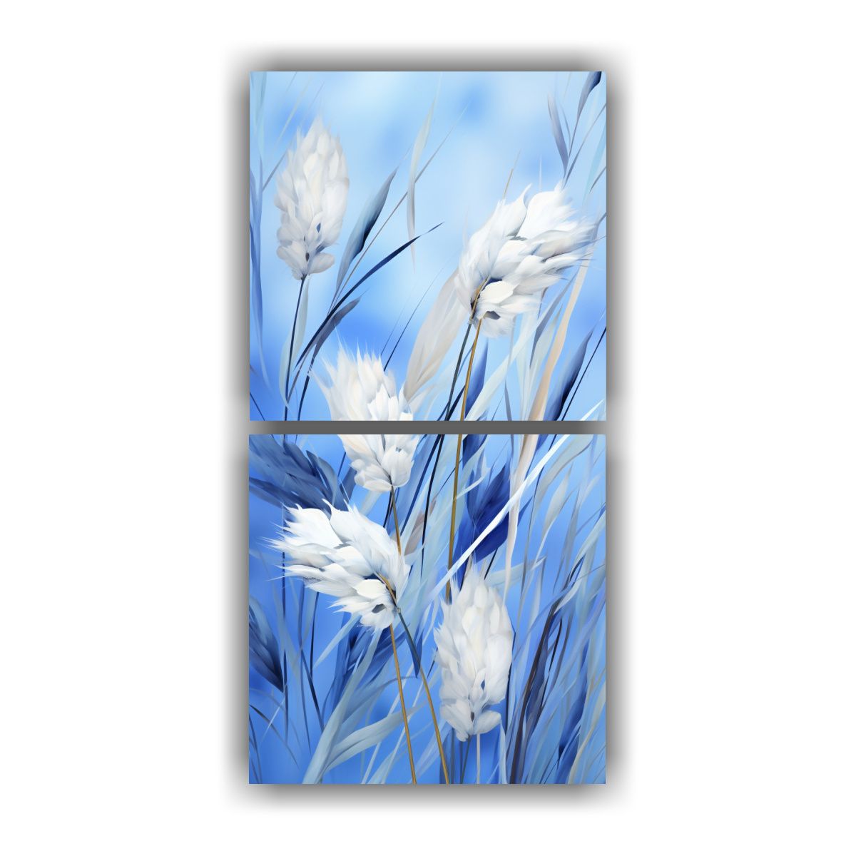 GENERICO - Pintura Mural De Hierba De Caña En Blanco Y Azul 20x40 Cm