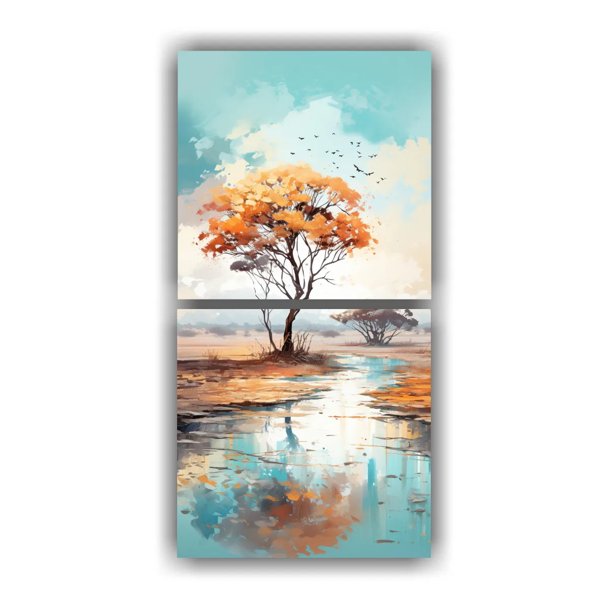 GENERICO - Conjunto 2 Lienzos Fotografía Color Full Savanna 60x120 Cm
