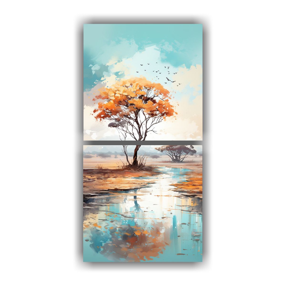 GENERICO - Conjunto 2 Lienzos Fotografía Color Full Savanna 30x60 Cm