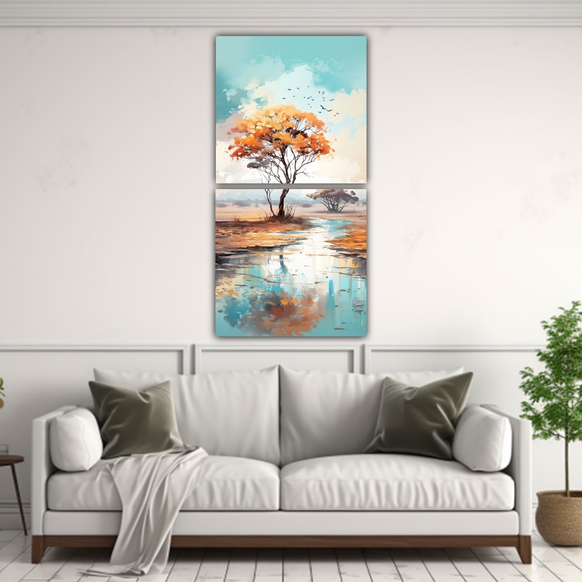 GENERICO - Conjunto 2 Lienzos Fotografía Color Full Savanna 30x60 Cm