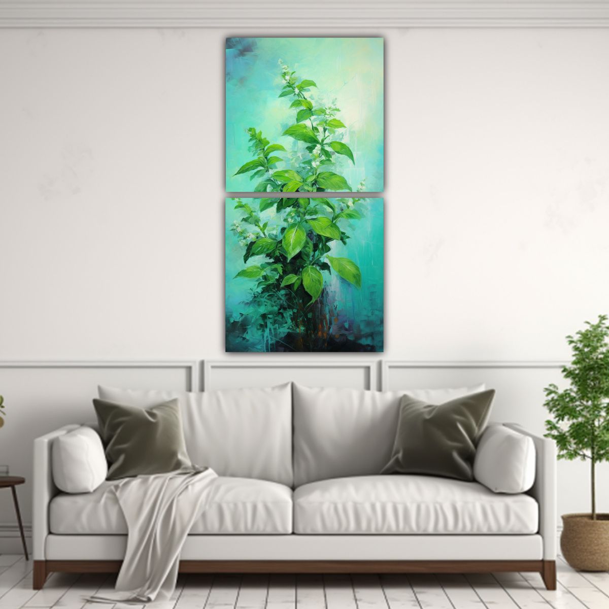 GENERICO - Pintura Abstracta De Hierbas Frescas En Estilo 40x80 Cm