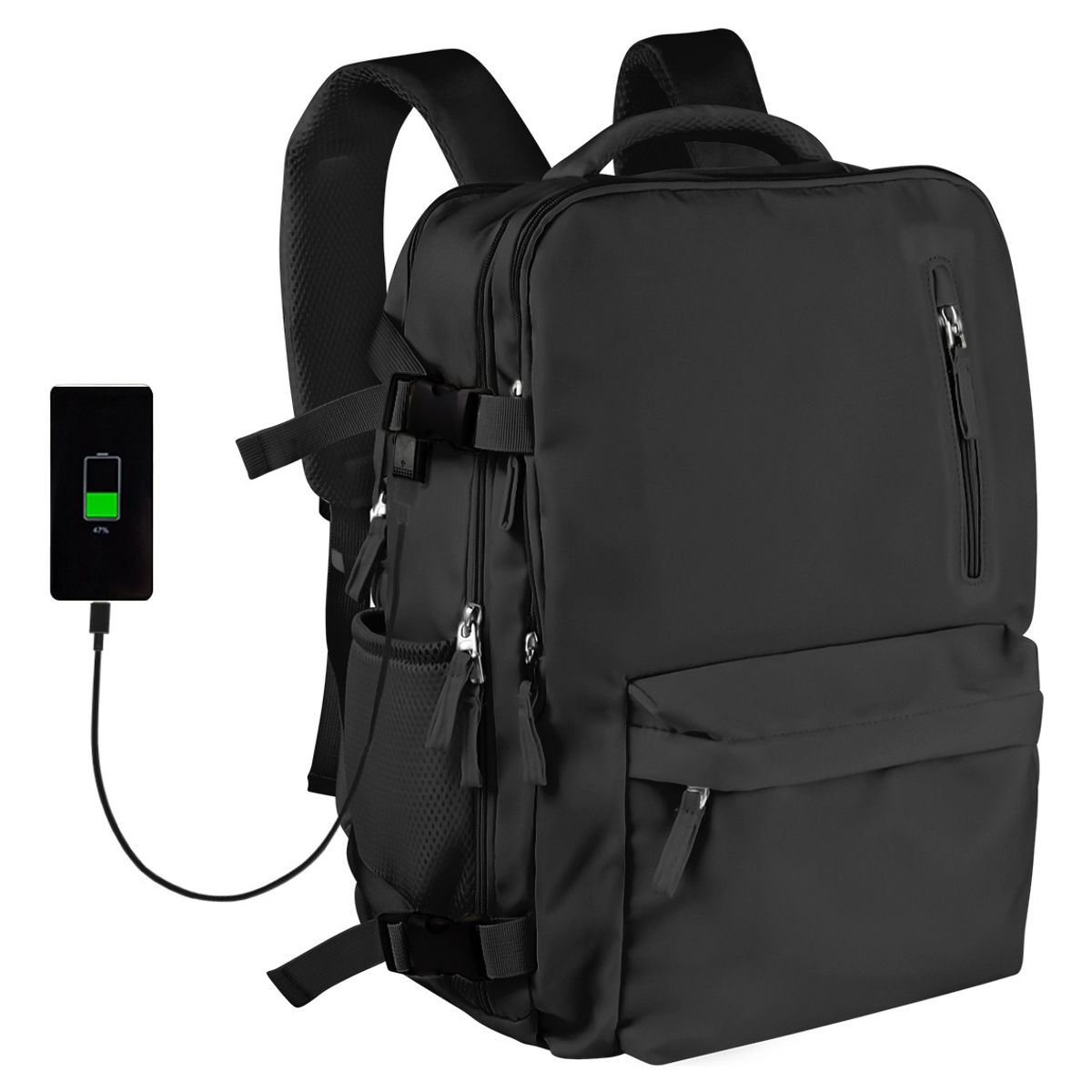 SUPERCENTER - Mochila De Viaje De Gran Capacidad Con Hombros Usb Puerto Negro