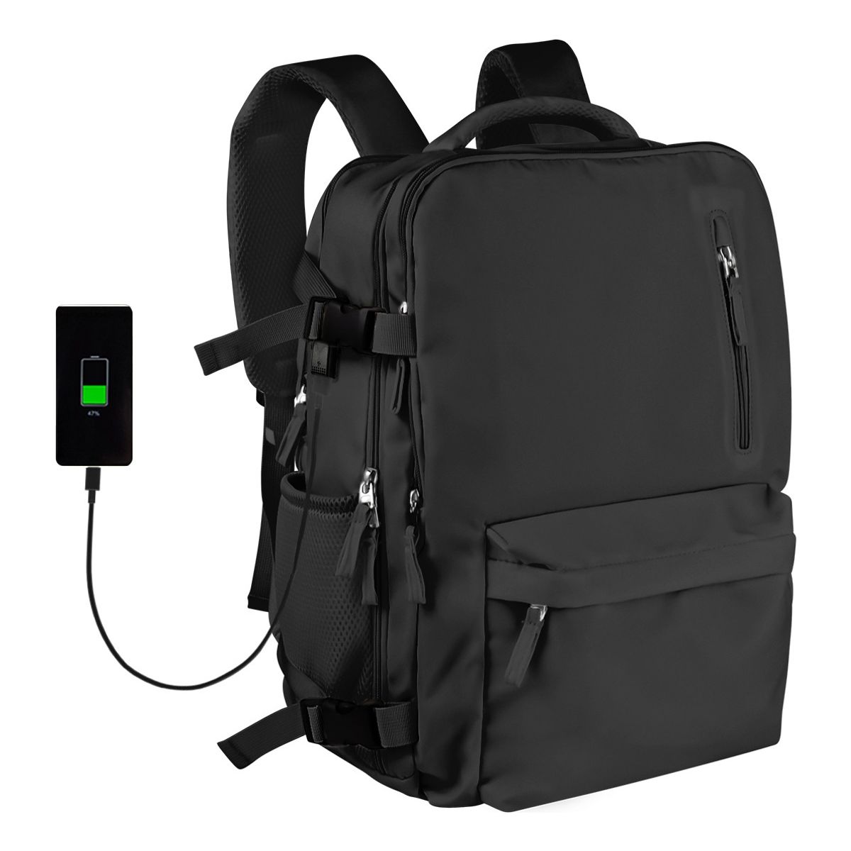 SUPERCENTER - Mochila De Viaje De Gran Capacidad Con Hombros Usb Puerto Negro