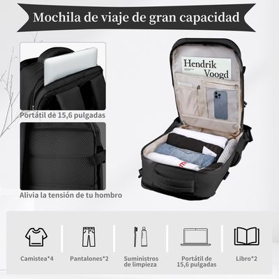 Imagen 2 del producto Mochila De Viaje De Gran Capacidad Con Hombros Usb Puerto Negro