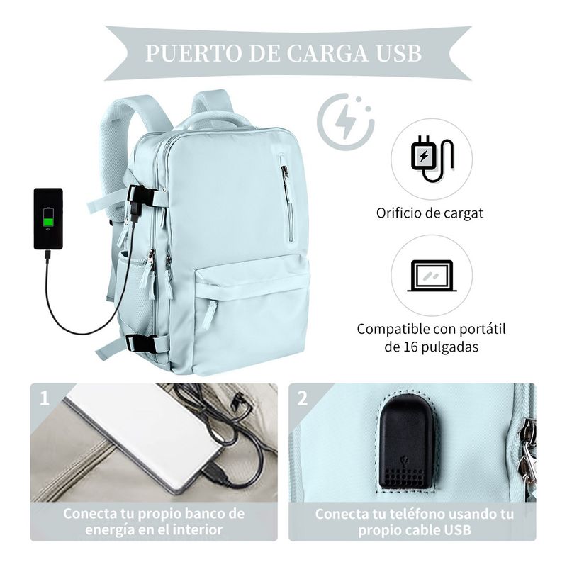 SUPERCENTER - Mochila De Viaje De Gran Capacidad Con Hombros Usb Puerto  Azul
