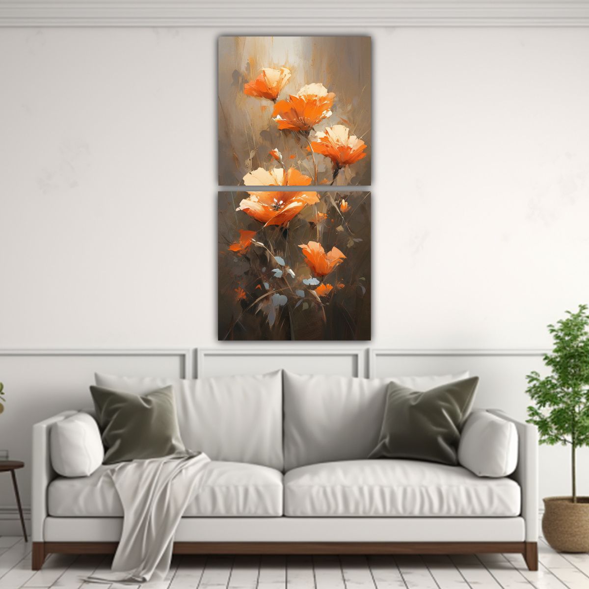 GENERICO - Pintura En Lienzo Tonos Luminosos En Naranja Y 20x40 Cm