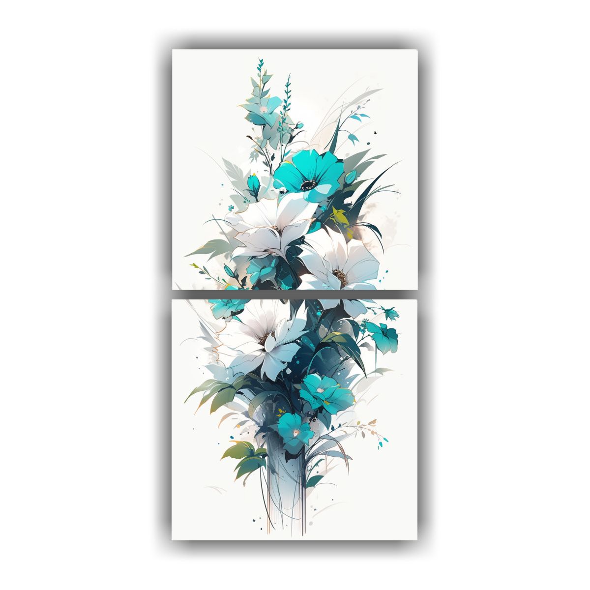 GENERICO - Cuadro Decorativo Simple En Blanco Y Turquesa Con 30x60 Cm