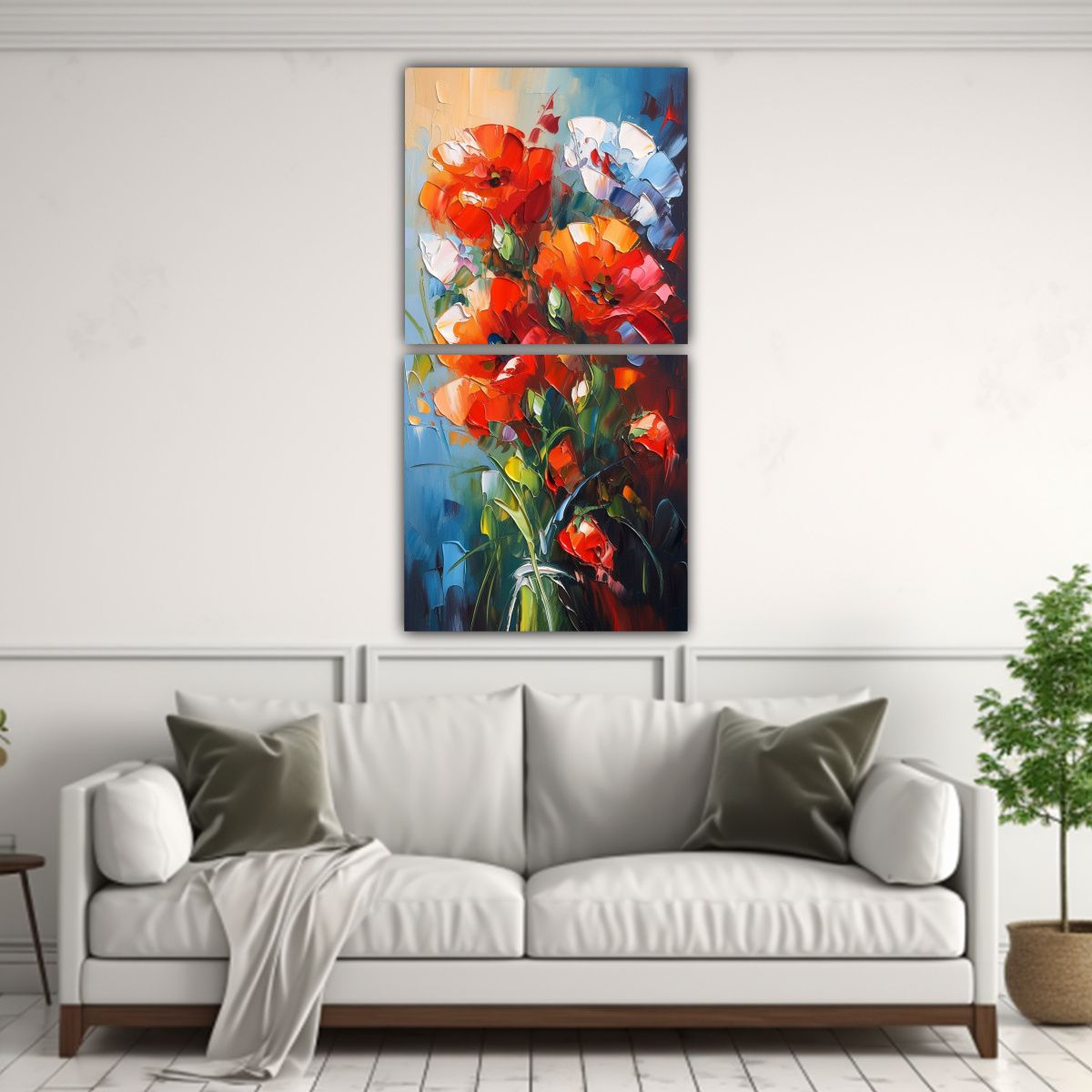 GENERICO - Díptico Armonía De Colores Pintura De Flores 20x40 Cm