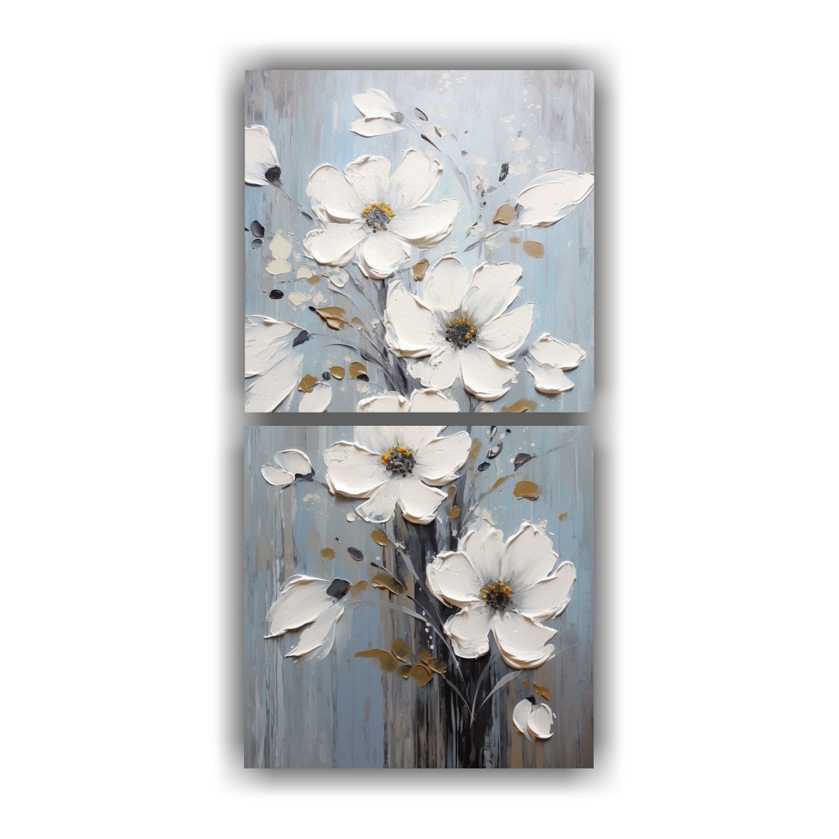 GENERICO - Cuadro De Flores En Blanco Y Negro Para 60x120 Cm
