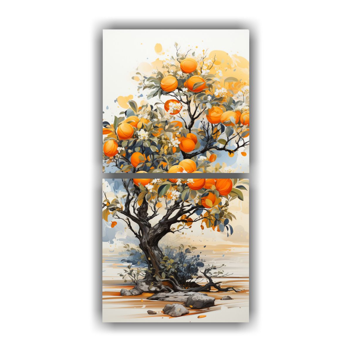 GENERICO - Lienzos Abstractos De Colores Naranja Y Negro 20x40 Cm