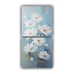 GENERICO - Cuadros Impreso Urbano A Flores Blancas En Lienzo 20x40 Cm